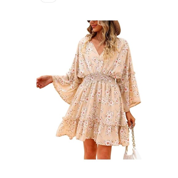 NWT Jolly Code Women’s Floral Mini Dress Batwing Sleeve Shirt Dress Size XL - Picture 1 of 5